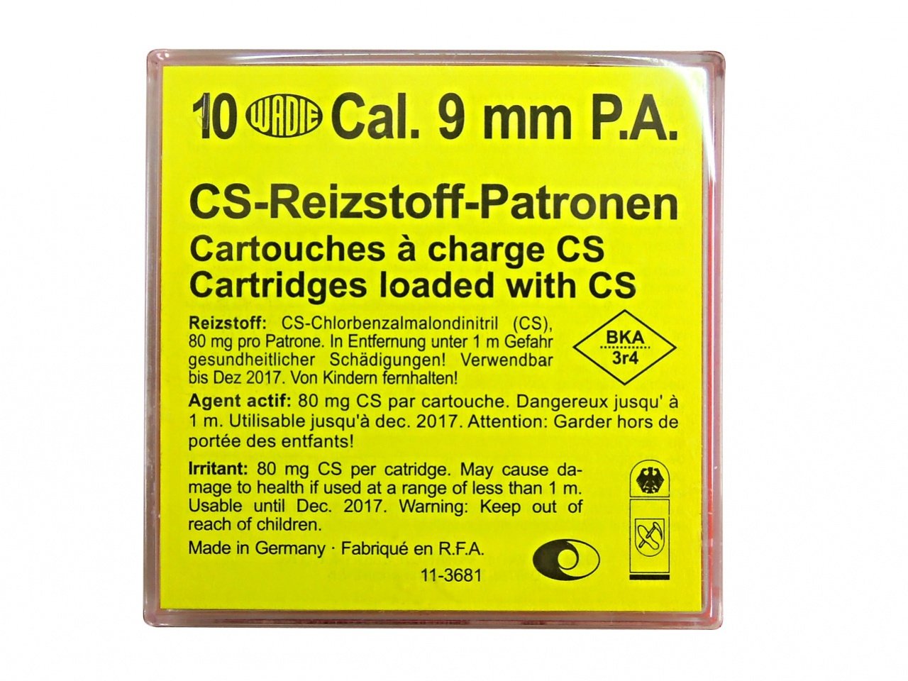 Plynové náboje CS 9mm pistole Wadie 10ks