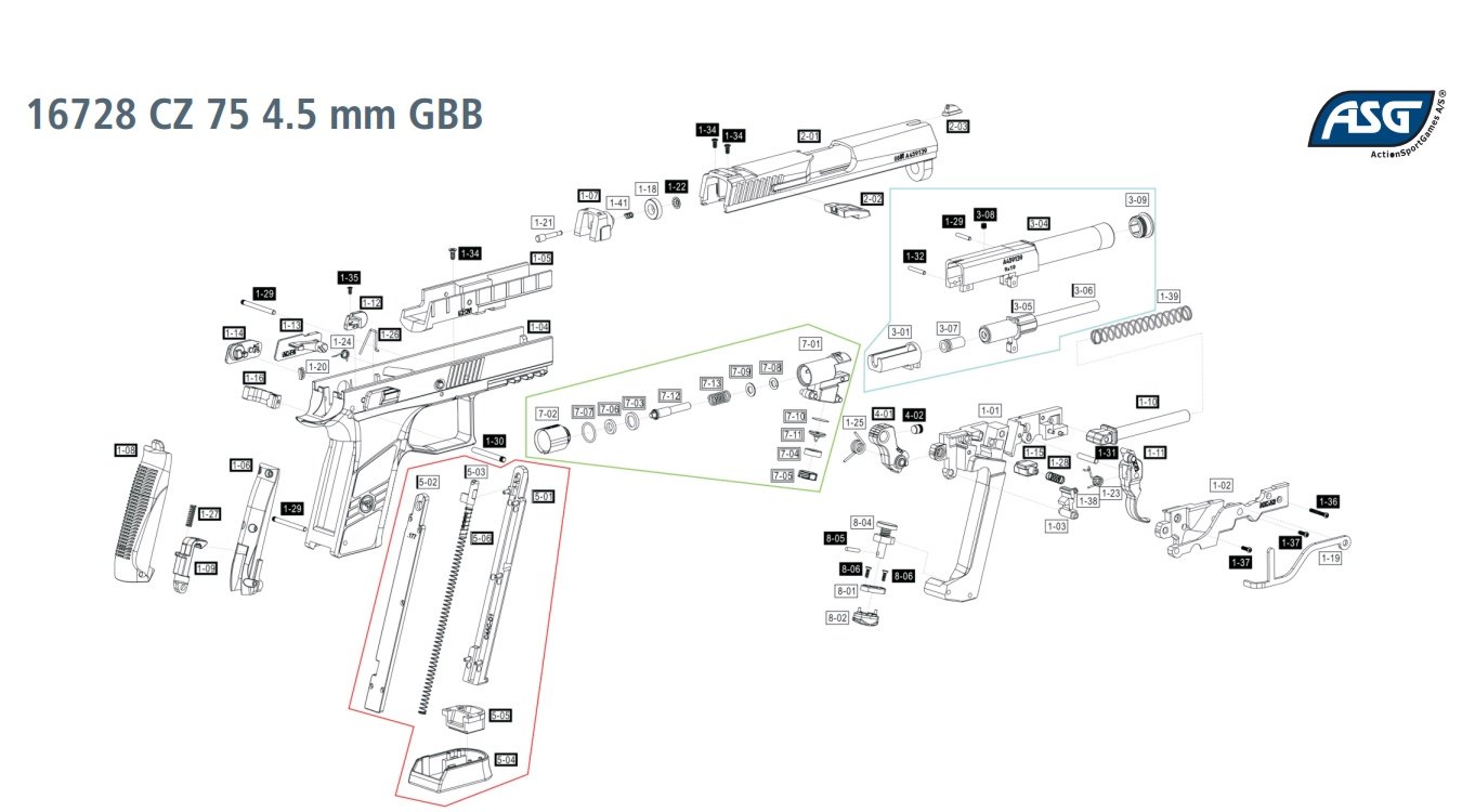 Vzduchová pistole CZ-75 P-07 Duty BlowBack bicolor
